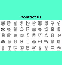 Set Of Contact Us Icons Linear Style Icon Bundle