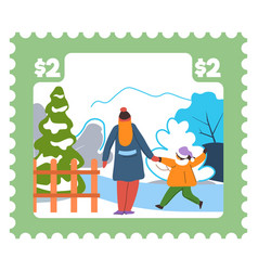 Winter Season Post Mark Or Card Snowy Landscape