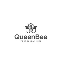 Modern Minimal Queen Bee Hive Crown Logo Design