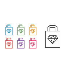 Set Line Shopping Bag Jewelry Icon Isolated On