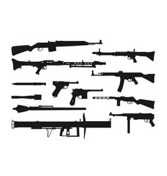 World War Weapon Silhouettes Isolated Ww2