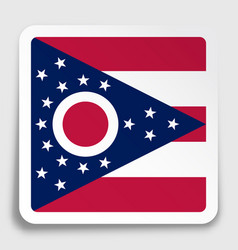 American State Of Ohio Flag Icon On Paper Square