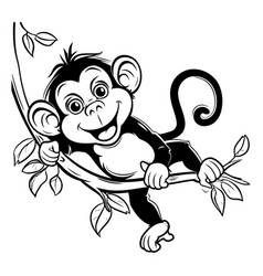 Monkey - Black And White Cartoon Mascot Character