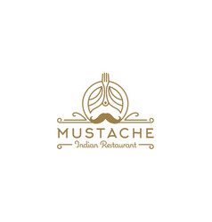 Turban Fork Mustache India Indian Restaurant Logo