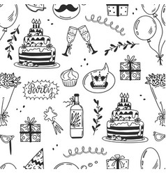 Doodle Birthday Party Seamless Pattern