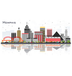 Memphis Tennessee City Skyline With Color