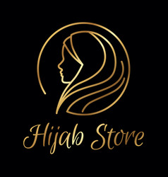 Muslim Woman Wearing Hijab Fashion Logo Design