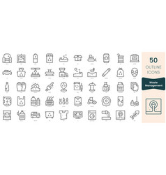 Set Of Waste Management Icons Thin Linear Style