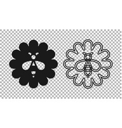 Black Bee On Flower Icon Isolated Transparent