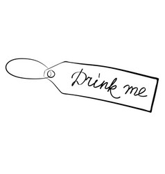 Label With Text Drink Me Hand Drawn Outline