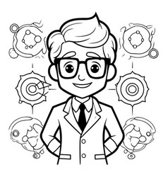 Male Scientist Cartoon Over White Background Eps10