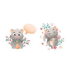 Cute Kitten With Speech Bubble Lovey Grey Cat