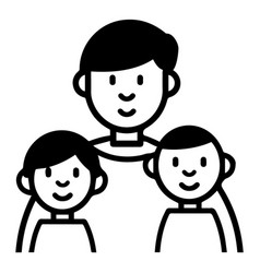 Father With Kids Flat Icon Isolated On White