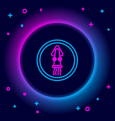 Glowing Neon Line Octopus On A Plate Icon