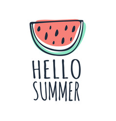 Hello Summer Watermelon Hand Lettering Word Hand