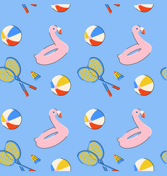 Seamless Summer Pattern With Colorful Flamingo Ba