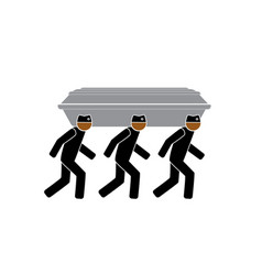 Three Common People Carry A Coffin And Dance