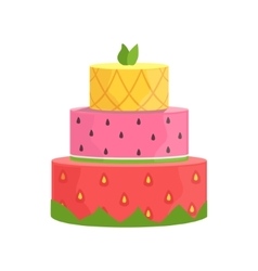 Three Layered Cake With Strawberry Watermelon