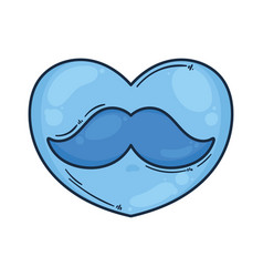 Blue Heart With Mustache