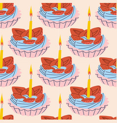 Cupcake With Candles Pattern Seamless