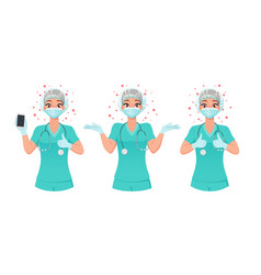 Nurse In Mask Shows Smartphone Screen Thumbs Up