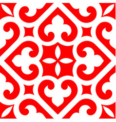 Seamless Oriental Ornament In Red And White