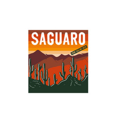 Vintage Retro American Saguaro Cactus Desert