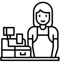 Female Cashier Icon Coffee Shop Related