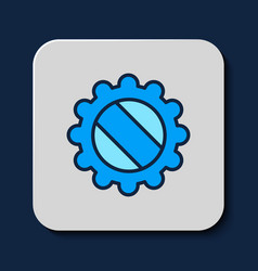 Filled Outline Bottle Cap Icon Isolated On Blue