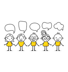 Set Of Figures With Dialogue Speech Bubbles Hand