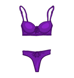 Cartoon Purple Women Lingerie Bra And Panties