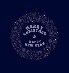 Christmas And New Year Circle Outline Dark Banner