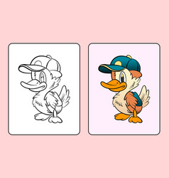 Coloring Duck Mascot Wearing A Hat