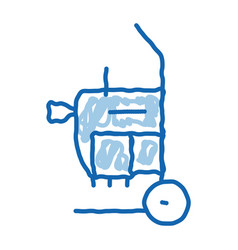 Drain Cleaning Machine On Cart Doodle Icon Hand