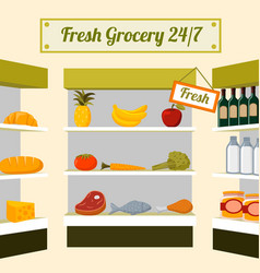 Fresh Grocery Foods On Store Shelves