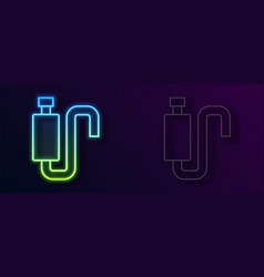 Glowing Neon Line Car Muffler Icon Isolated