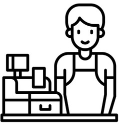 Male Cashier Icon Coffee Shop Related