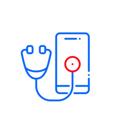 Online Health Checkup Stethoscope Over Mobile