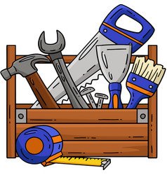 Construction Tool Box Cartoon Colored Clipart