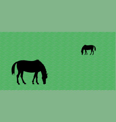 Horses Grazing On A Green Meadow