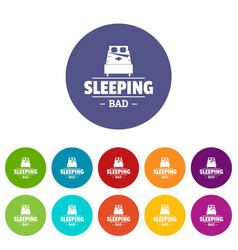 Sleeping Bad Icons Set Color