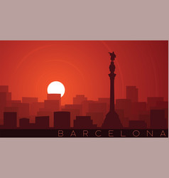 Barcelona Low Sun Skyline Scene