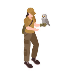 Female Ornithologist Isometric Composition