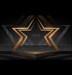 Golden Star Shape Podium With Light Effect