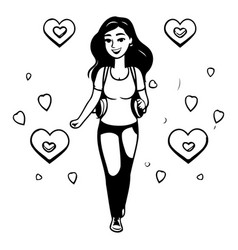 A Beautiful Woman In Sportswear With Hearts