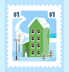 Winter Landscape Postmark Or Postcard