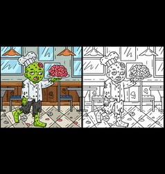 Zombie Holding Brains Plate Coloring