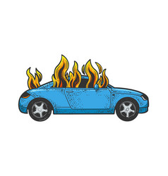 Car On Fire Color Sketch