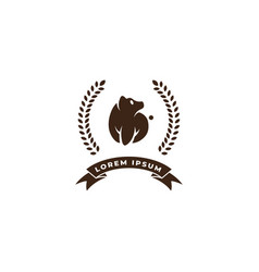 Grizzly Bear With Wheat Logo Concept