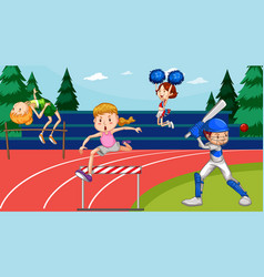 Scene With People Doing Track And Field Sports